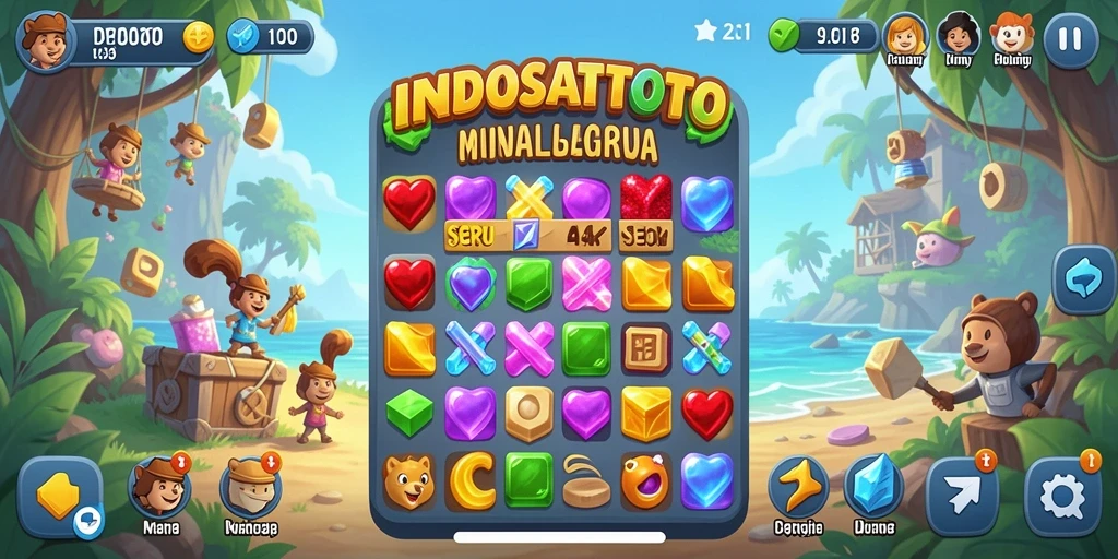 Tampilan gameplay seru <strong>INDOSATTOTO</strong> dengan aksi match-3 yang menegangkan.