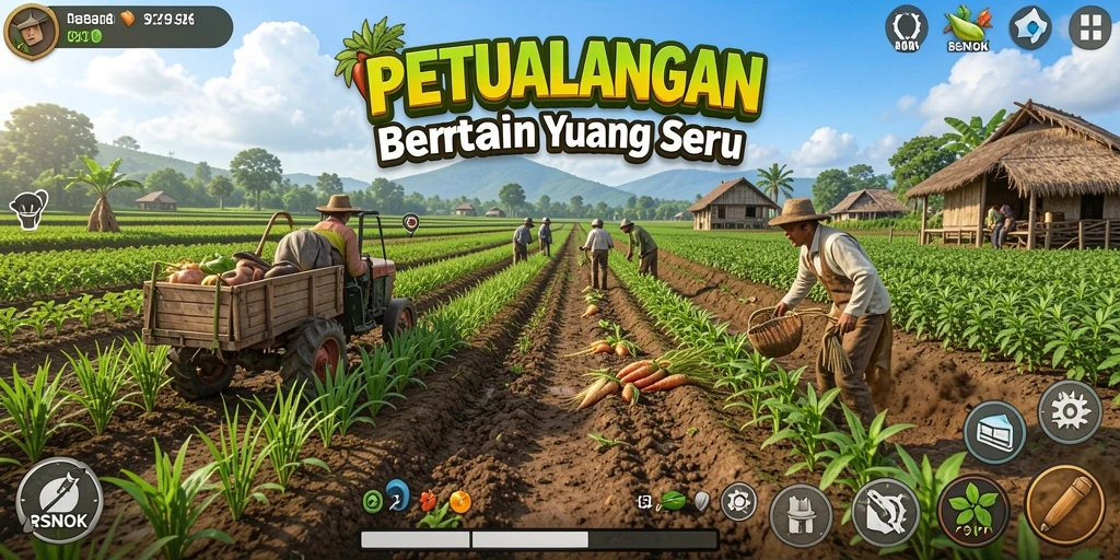Tangkapan layar dari gameplay RSNOK yang menampilkan aktivitas bertani.