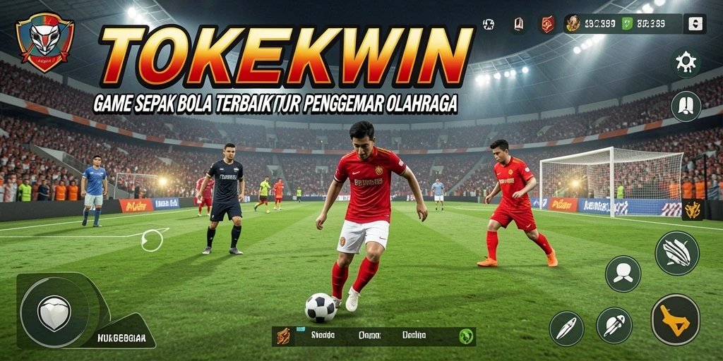 Gambaran gameplay seru dalam TOKEKWIN dengan tim sepak bola.