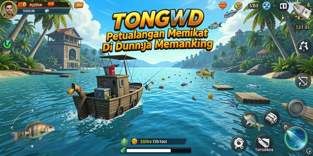 Gameplay TONGWD menampilkan petualangan memancing yang menarik dan mengasyikkan.