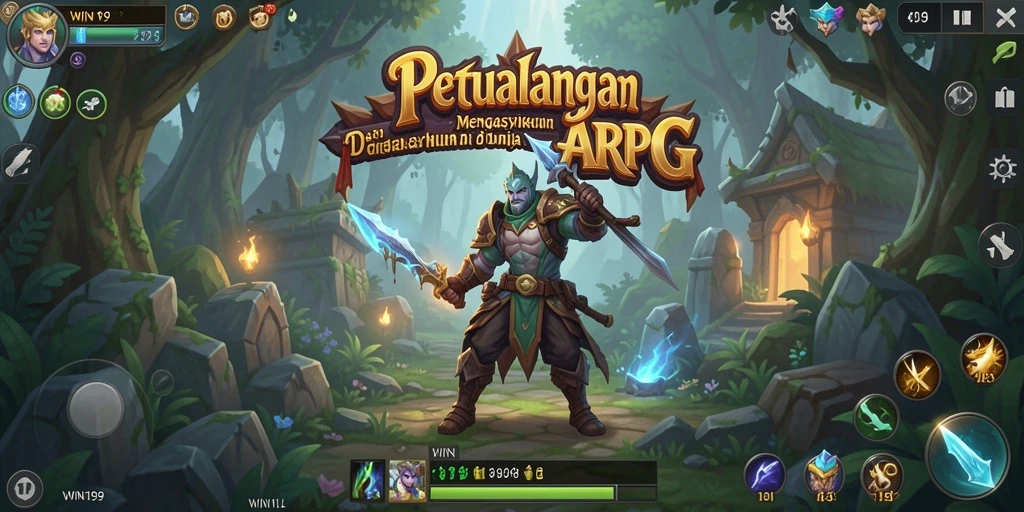 Tangkapan layar gameplay <strong>WIN199</strong> menunjukkan pertarungan epik di dunia ARPG.